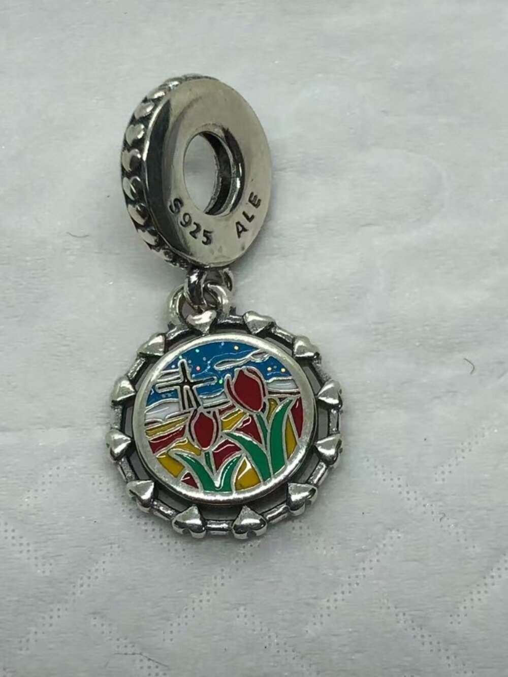 ✨ ✨ Pandora Custom De Zwaan Windmill and Tulip Field Charm